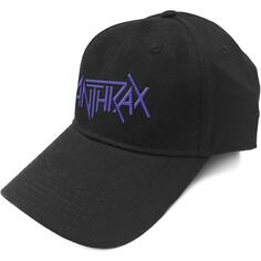 Логотип группы среди живой бейсболки с ремешком Anthrax, черный