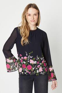 Блузка с цветочной кружевной отделкой Oasis, черный