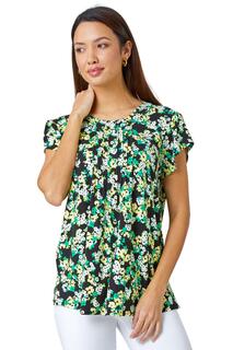 Блузка со складками и цветочным принтом Roman, зеленый