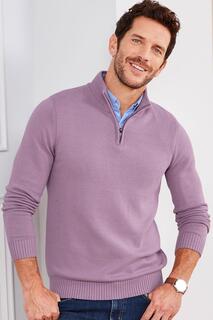 Джемпер-рубашка с полумолнией до половины Cotton Traders, фиолетовый