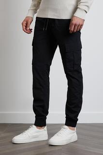 Хлопковые брюки карго Prince с манжетами Threadbare, черный