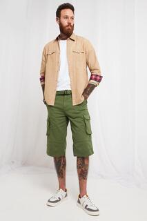 Повседневные шорты-карго с несколькими карманами длиной до икры и поясом Joe Browns, зеленый