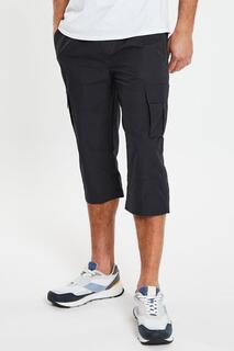 Хлопковые брюки карго без застежек длиной 3/4 &quot;Брюс&quot; Threadbare, черный