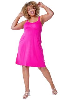 Солнцезащитное платье с карманами и бретелями Curve Roman, розовый
