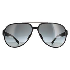 Солнцезащитные очки Aviator матово-черные рутениево-серые с градиентом Hugo Boss, черный