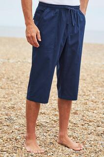 Хлопковые укороченные брюки без застежки, внутренняя сторона штанин 18 дюймов (46 см). Cotton Traders, синий