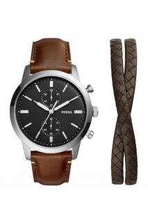 Подарочный набор Townsman с браслетом Модные часы из нержавеющей стали - Fs5967Set Fossil, коричневый