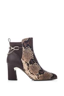 Кожаные ботинки на каблуке &apos;Klarisa&apos; со змеиным принтом Moda In Pelle, коричневый