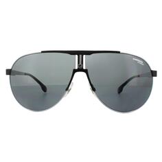 Солнцезащитные очки Aviator с рутением, матовые, черные, серые, синие Carrera, серый