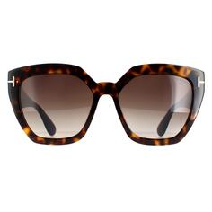 Солнцезащитные очки Cat Eye Dark Havana Gradient Roviex Brown FT0939 Phoebe Tom Ford, коричневый