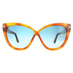 Солнцезащитные очки Cat Eye Blonde Havana Blue с градиентом Tom Ford, коричневый
