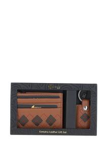 Подарочный набор: визитница из натуральной кожи и брелок для ключей &apos;304&apos; GABICCI, коричневый