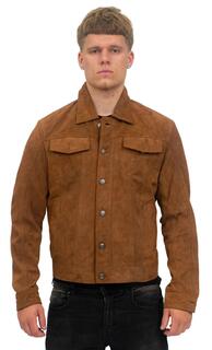 Джинсовая куртка из козьей замши-Аделаида Infinity Leather, коричневый