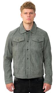 Джинсовая куртка из козьей замши-Аделаида Infinity Leather, серый
