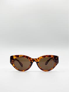 Солнцезащитные очки в массивной пластиковой оправе «кошачий глаз» SVNX, коричневый