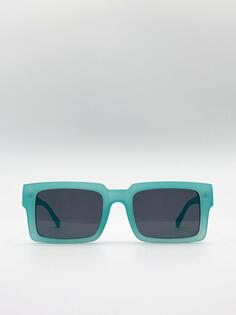 Солнцезащитные очки в квадратной матовой хрустальной оправе SVNX, зеленый
