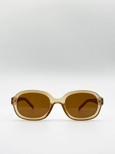 Солнцезащитные очки в овальной пластиковой оправе в стиле ретро SVNX, коричневый