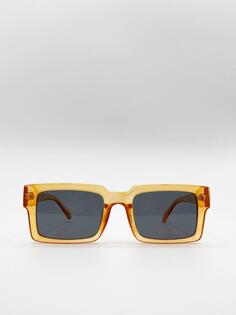 Солнцезащитные очки в квадратной матовой хрустальной оправе SVNX, оранжевый