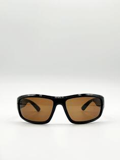Солнцезащитные очки в гоночном стиле с коричневыми линзами SVNX, черный