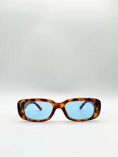 Солнцезащитные очки в прямоугольной пластиковой оправе с цветными линзами SVNX, коричневый