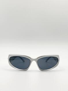 Солнцезащитные очки в пластиковой оправе в стиле Racer SVNX, серебро