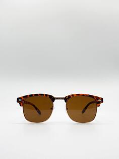 Солнцезащитные очки в полуоправе Wayfarer SVNX, коричневый