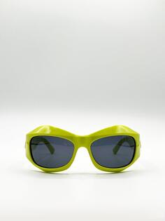 Солнцезащитные очки в пластиковой оправе в стиле преувеличенных бровей Racer SVNX, зеленый