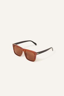 Солнцезащитные очки с плоским верхом и контрастными рукавами Accessorize, коричневый