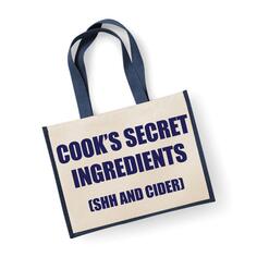 Большая джутовая сумка «Секретные ингредиенты повара» (тсс и сидр), темно-синяя сумка 60 SECOND MAKEOVER, синий