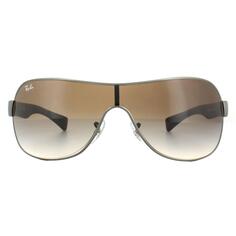 Солнцезащитные очки с градиентом матового коричневого цвета из бронзового металла Shield Ray-Ban, серый
