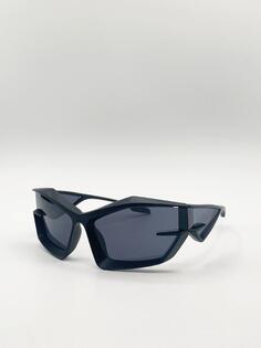 Солнцезащитные очки угловой формы черного цвета SVNX, черный