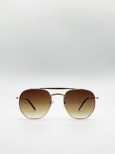 Солнцезащитные очки с двойной перемычкой и градиентными линзами SVNX, золото