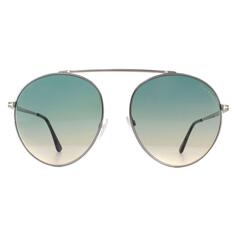 Солнцезащитные очки-авиаторы серебристо-зелено-желтого цвета с градиентом Tom Ford, серебро
