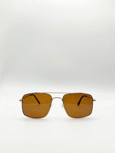Солнцезащитные очки-авиаторы в квадратной оправе SVNX, золото