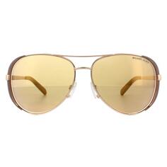 Солнцезащитные очки-авиаторы из полированного розового золота с зеркалом из розового золота Michael Kors, золото