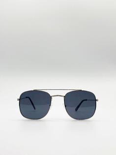 Солнцезащитные очки-авиаторы с двойной перемычкой SVNX, серебро