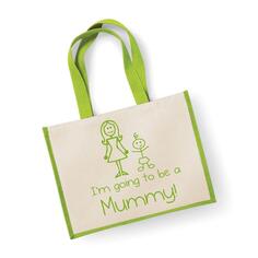 Большая зеленая джутовая сумка «Я собираюсь стать мамой» 60 SECOND MAKEOVER, зеленый