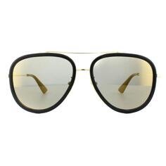 Солнцезащитные очки-авиаторы черного золота и золота Gucci, черный