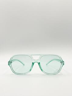 Солнцезащитные очки-навигатор в прозрачной пластиковой оправе SVNX, зеленый