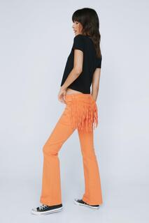 Джинсовые расклешенные брюки с низкой посадкой и бахромой Nasty Gal, оранжевый
