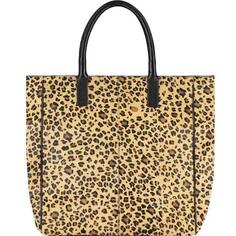 Большая кожаная сумка-тоут с леопардовым принтом из телячьего волоса | БИБАБ Sostter, черный