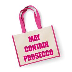 Большая розовая джутовая сумка может содержать просекко 60 SECOND MAKEOVER, розовый