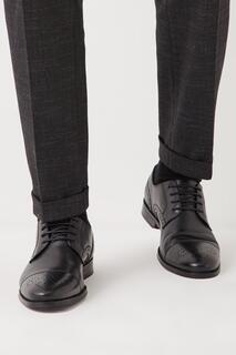 Кожаные броги на шнуровке с носком из тополя Debenhams, черный