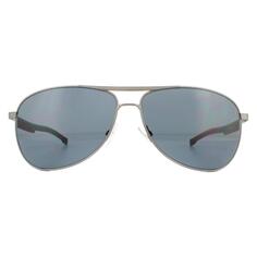 Полуматовые рутениевые черные и серые солнцезащитные очки-авиаторы Hugo Boss, серый