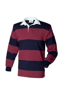 Спортивная рубашка-поло для регби с длинными рукавами и вышитыми полосками Front Row, красный