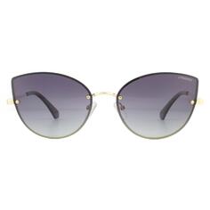 Поляризованные солнцезащитные очки «кошачий глаз» золотисто-фиолетово-серого цвета с градиентом Polaroid, золото