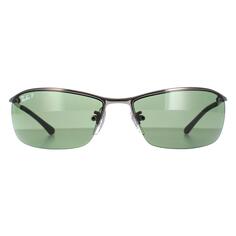 Поляризованные зеленые солнцезащитные очки Wrap Gunmetal Top Bar 3183 Ray-Ban, серый