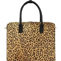 Большая сумка-саквояж из воловьей кожи с леопардовым принтом | БЫРБР Sostter, мультиколор