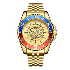Спортивные автоматические часы Anthony James ручной сборки со скелетоном ограниченной серии, золото