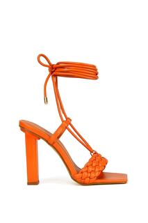 Туфли на блочном каблуке с плетеным ремешком и шнуровкой &apos;Mira&apos; XY London, оранжевый